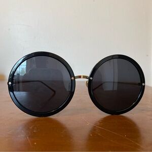 Linda Farrow Kew Black Round Sunglasses No Case